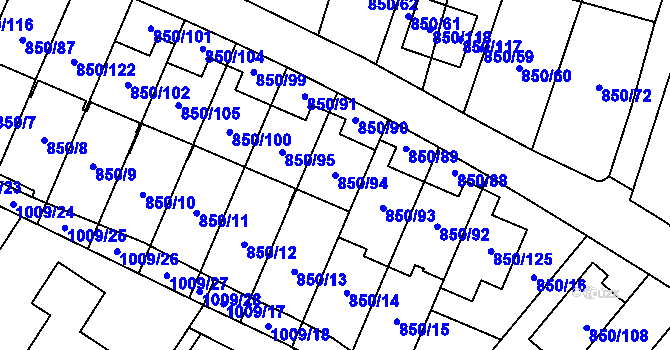 Parcela st. 850/94 v KÚ Mohelnice, Katastrální mapa