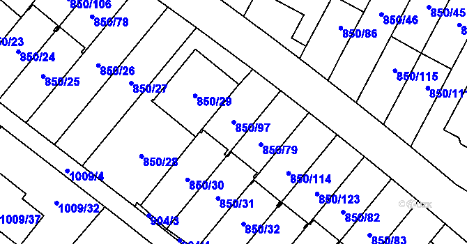 Parcela st. 850/97 v KÚ Mohelnice, Katastrální mapa