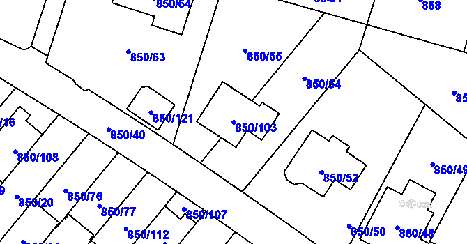 Parcela st. 850/103 v KÚ Mohelnice, Katastrální mapa