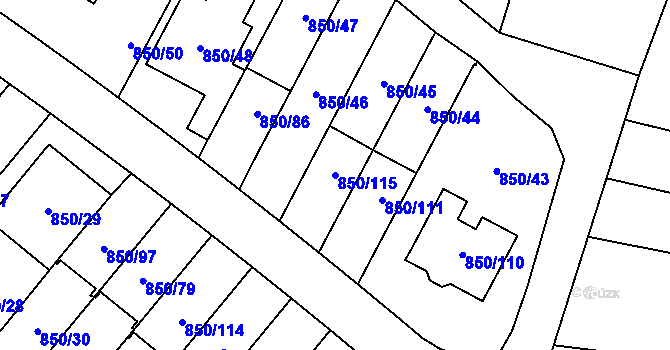 Parcela st. 850/115 v KÚ Mohelnice, Katastrální mapa