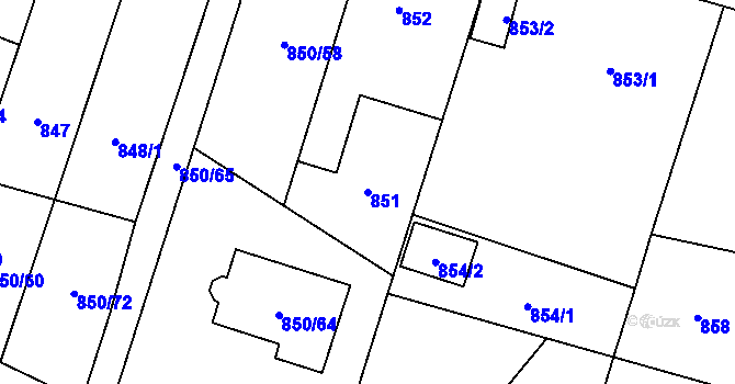 Parcela st. 851 v KÚ Mohelnice, Katastrální mapa