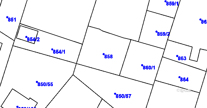 Parcela st. 858 v KÚ Mohelnice, Katastrální mapa