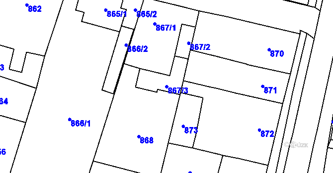 Parcela st. 867/3 v KÚ Mohelnice, Katastrální mapa