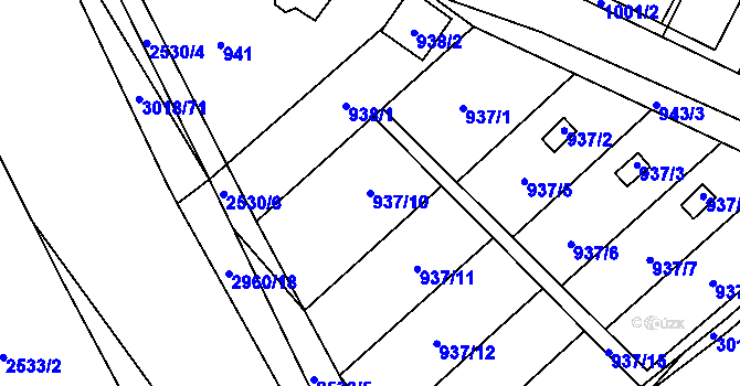 Parcela st. 937/10 v KÚ Mohelnice, Katastrální mapa