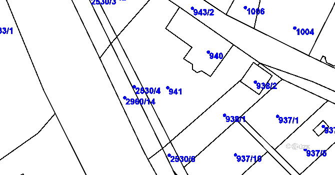 Parcela st. 941 v KÚ Mohelnice, Katastrální mapa
