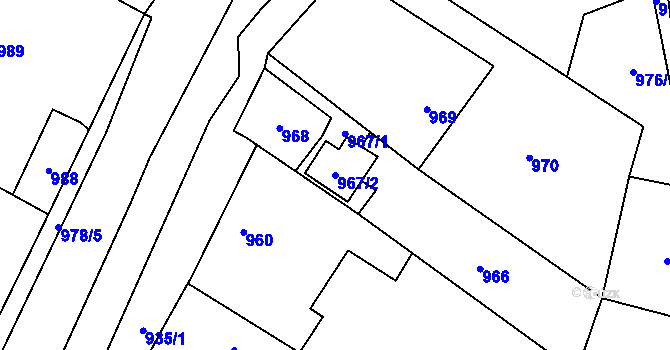 Parcela st. 967/2 v KÚ Mohelnice, Katastrální mapa