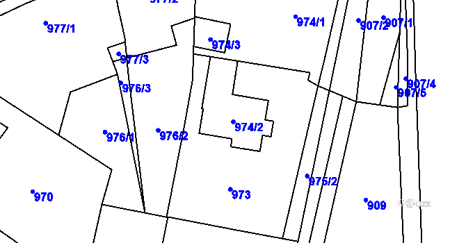 Parcela st. 974/2 v KÚ Mohelnice, Katastrální mapa
