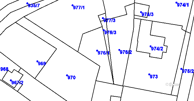 Parcela st. 976/1 v KÚ Mohelnice, Katastrální mapa