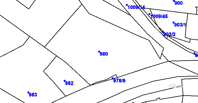 Parcela st. 980 v KÚ Mohelnice, Katastrální mapa