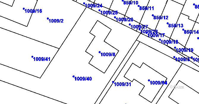 Parcela st. 1009/8 v KÚ Mohelnice, Katastrální mapa