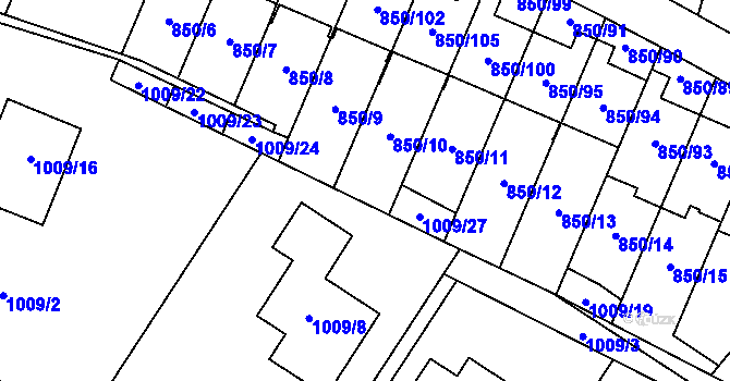Parcela st. 1009/26 v KÚ Mohelnice, Katastrální mapa