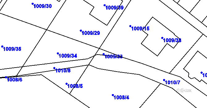 Parcela st. 1009/33 v KÚ Mohelnice, Katastrální mapa