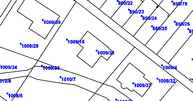 Parcela st. 1009/38 v KÚ Mohelnice, Katastrální mapa