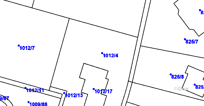 Parcela st. 1012/4 v KÚ Mohelnice, Katastrální mapa