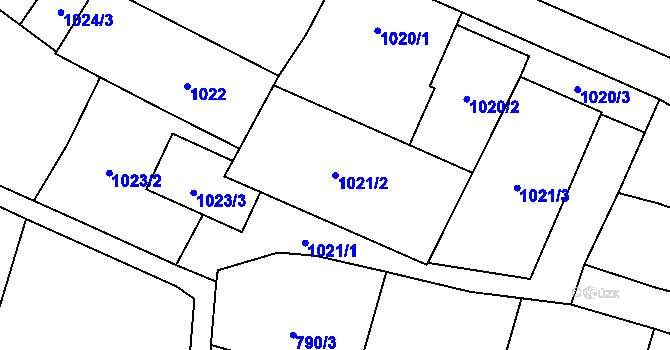 Parcela st. 1021/2 v KÚ Mohelnice, Katastrální mapa
