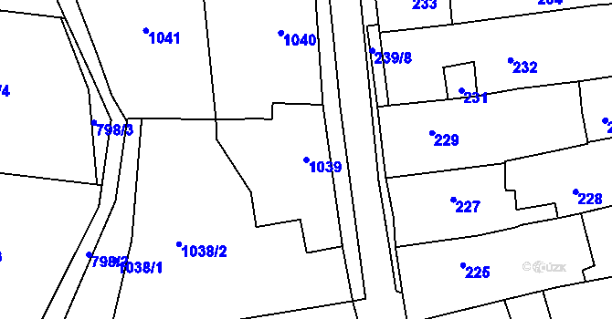 Parcela st. 1039 v KÚ Mohelnice, Katastrální mapa