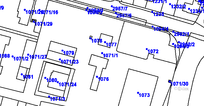 Parcela st. 1071/1 v KÚ Mohelnice, Katastrální mapa