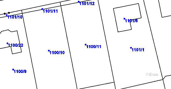 Parcela st. 1100/11 v KÚ Mohelnice, Katastrální mapa
