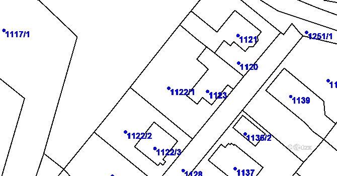 Parcela st. 1122/1 v KÚ Mohelnice, Katastrální mapa