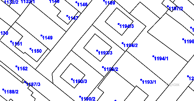 Parcela st. 1193/3 v KÚ Mohelnice, Katastrální mapa