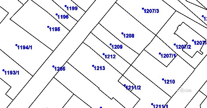 Parcela st. 1212 v KÚ Mohelnice, Katastrální mapa