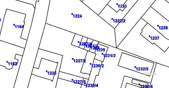 Parcela st. 1227/3 v KÚ Mohelnice, Katastrální mapa