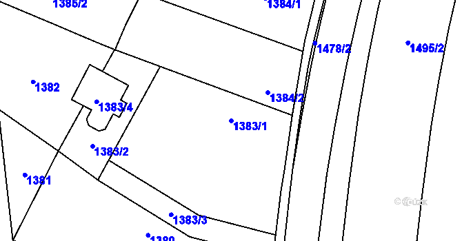 Parcela st. 1383/1 v KÚ Mohelnice, Katastrální mapa