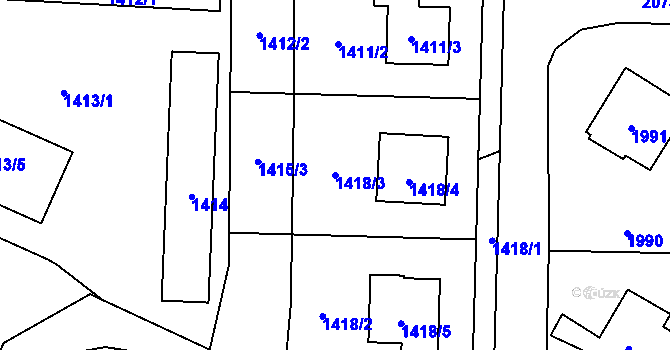 Parcela st. 1418/3 v KÚ Mohelnice, Katastrální mapa