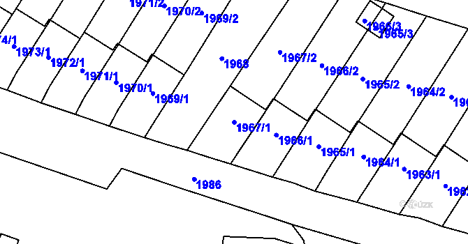 Parcela st. 1967/1 v KÚ Mohelnice, Katastrální mapa