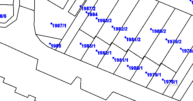 Parcela st. 1982/1 v KÚ Mohelnice, Katastrální mapa