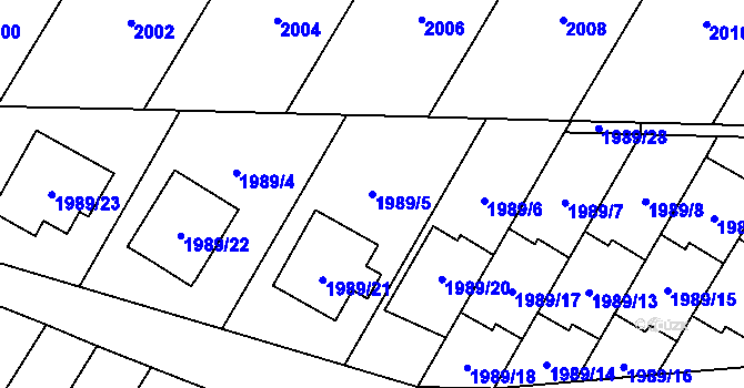 Parcela st. 1989/5 v KÚ Mohelnice, Katastrální mapa