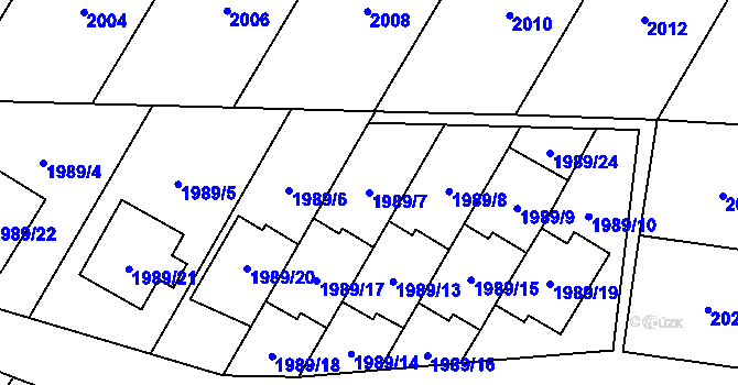 Parcela st. 1989/7 v KÚ Mohelnice, Katastrální mapa