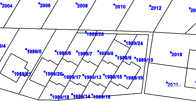 Parcela st. 1989/8 v KÚ Mohelnice, Katastrální mapa
