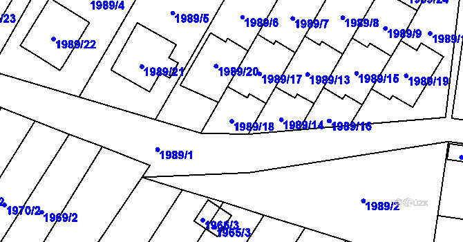 Parcela st. 1989/18 v KÚ Mohelnice, Katastrální mapa