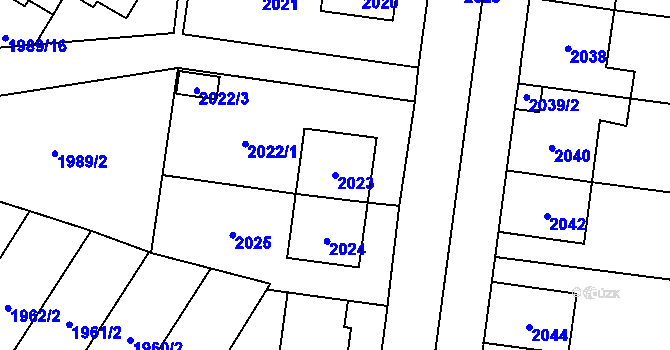 Parcela st. 2023 v KÚ Mohelnice, Katastrální mapa