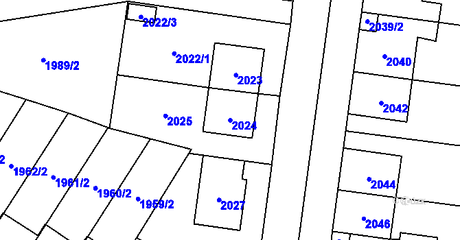 Parcela st. 2024 v KÚ Mohelnice, Katastrální mapa