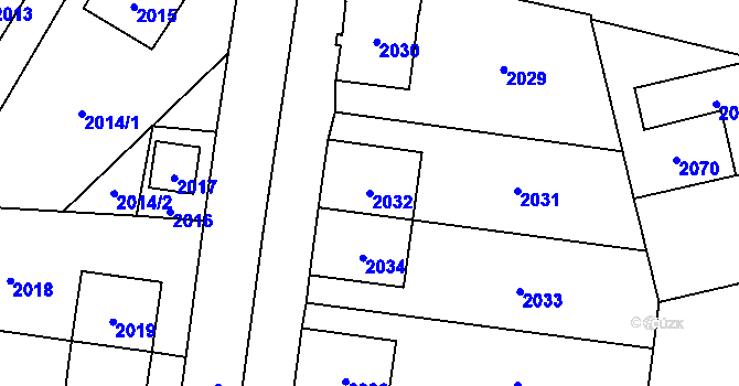 Parcela st. 2032 v KÚ Mohelnice, Katastrální mapa