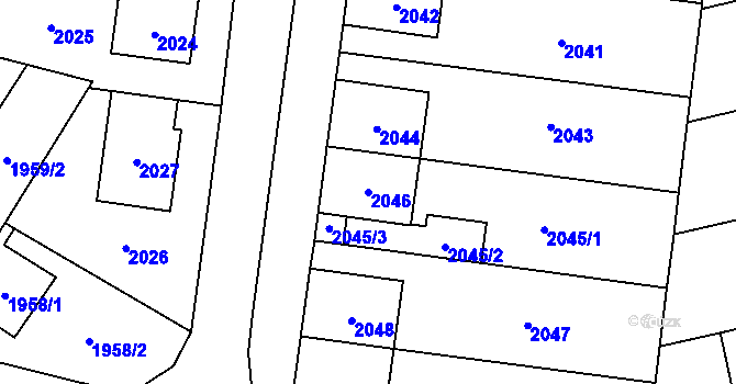 Parcela st. 2046 v KÚ Mohelnice, Katastrální mapa