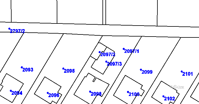 Parcela st. 2097/2 v KÚ Mohelnice, Katastrální mapa