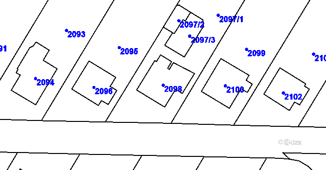 Parcela st. 2098 v KÚ Mohelnice, Katastrální mapa