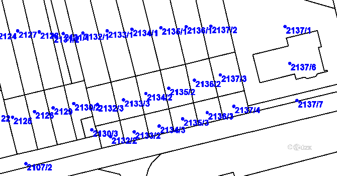 Parcela st. 2135/2 v KÚ Mohelnice, Katastrální mapa