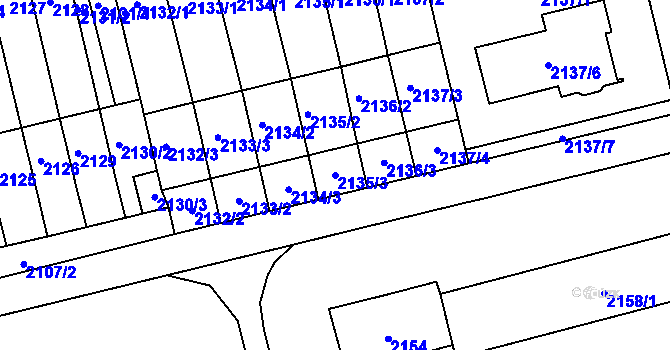 Parcela st. 2135/3 v KÚ Mohelnice, Katastrální mapa
