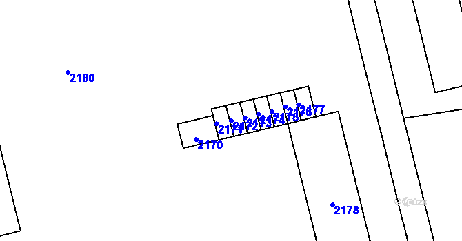 Parcela st. 2172 v KÚ Mohelnice, Katastrální mapa