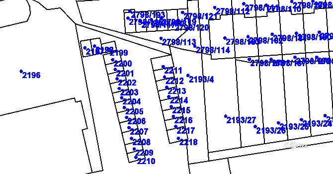 Parcela st. 2213 v KÚ Mohelnice, Katastrální mapa