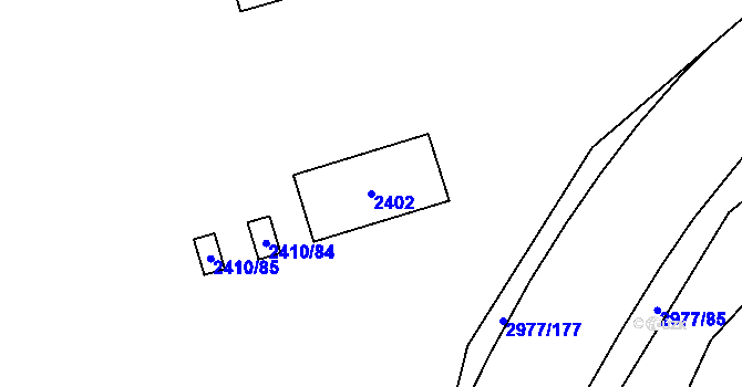 Parcela st. 2402 v KÚ Mohelnice, Katastrální mapa