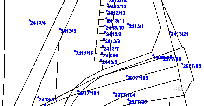 Parcela st. 2413/6 v KÚ Mohelnice, Katastrální mapa