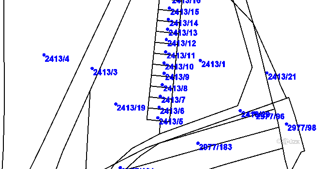 Parcela st. 2413/8 v KÚ Mohelnice, Katastrální mapa