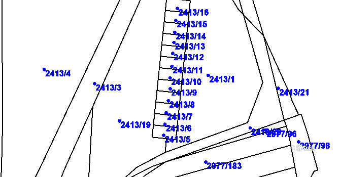 Parcela st. 2413/9 v KÚ Mohelnice, Katastrální mapa
