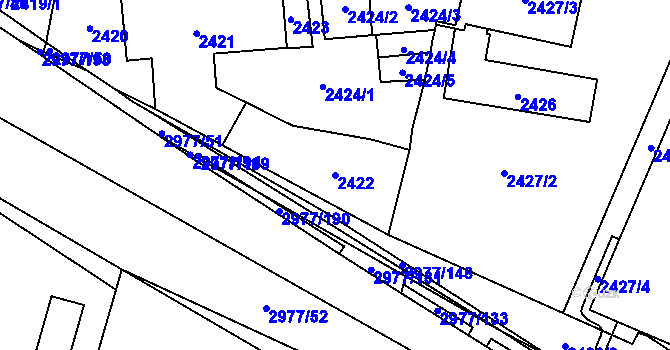 Parcela st. 2422 v KÚ Mohelnice, Katastrální mapa