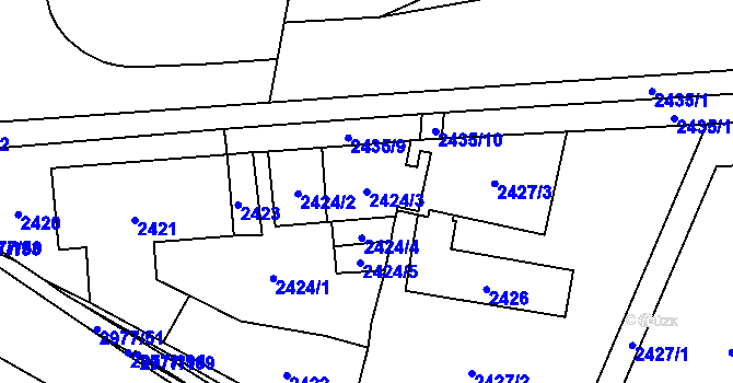 Parcela st. 2424/3 v KÚ Mohelnice, Katastrální mapa